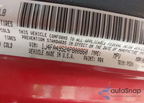 2004 Jeep Wrangler Unlimited from USA, damaged, VIN 1J4FA49S24P800860